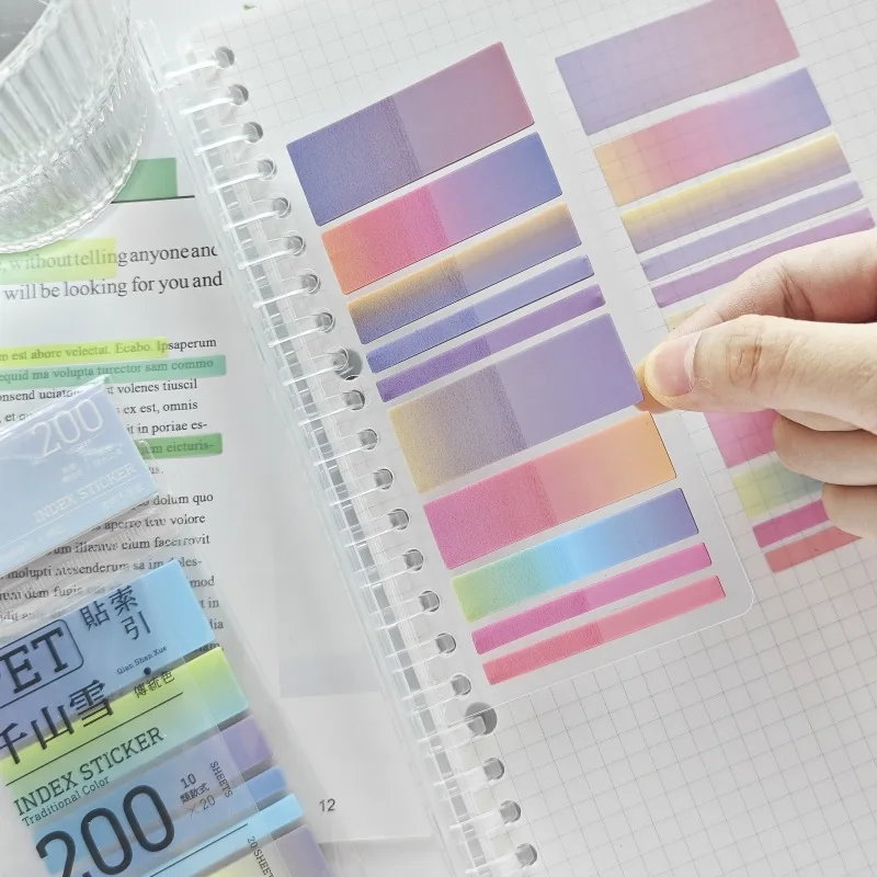 Color Citation Student Label Sticker Morandi Fluorescent Sticker Bookmark Sticker Label Convenience Memo Pad