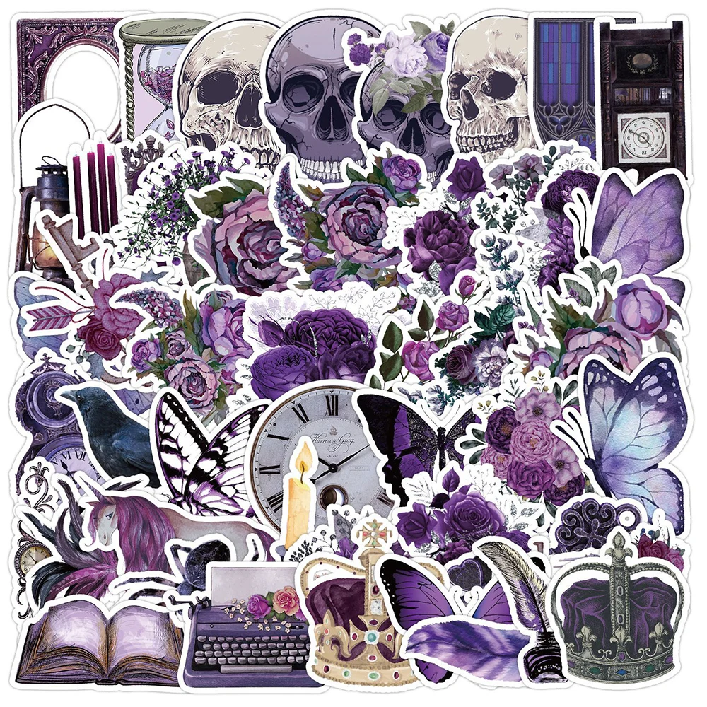 

10/30/50pcs Skeleton Flower Magic Goth Stickers Horror Graffiti Skateboard Motorcycle Laptop Waterproof Cool Sticker Kids Toys