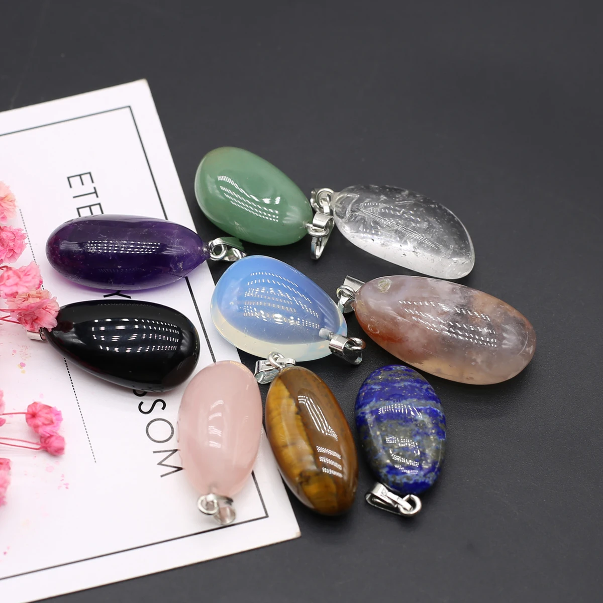 Natural Semi-precious Stone Pendant Irregular Cherry Blossom Agate for DIY Jewelry Making Necklace Size15x20-18x25
