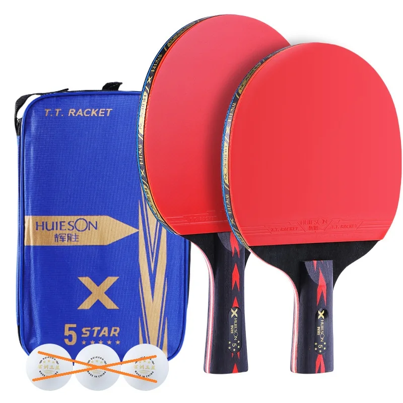 Huieson 5 Star Table Tennis Racket 7 Layers Base Pimples In Training Pingpong Paddle Set