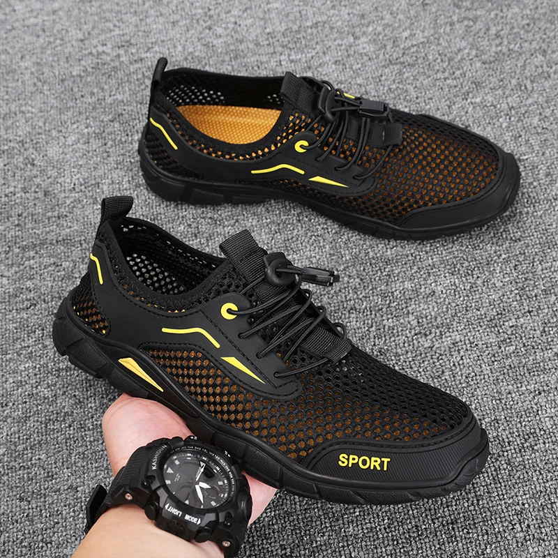 Sandals for Men 2026 Summer Non-Slip Wear-Resistant Full-Cover Hollow-Out Shoes Outdoor Fishing Wading Creek Shoes