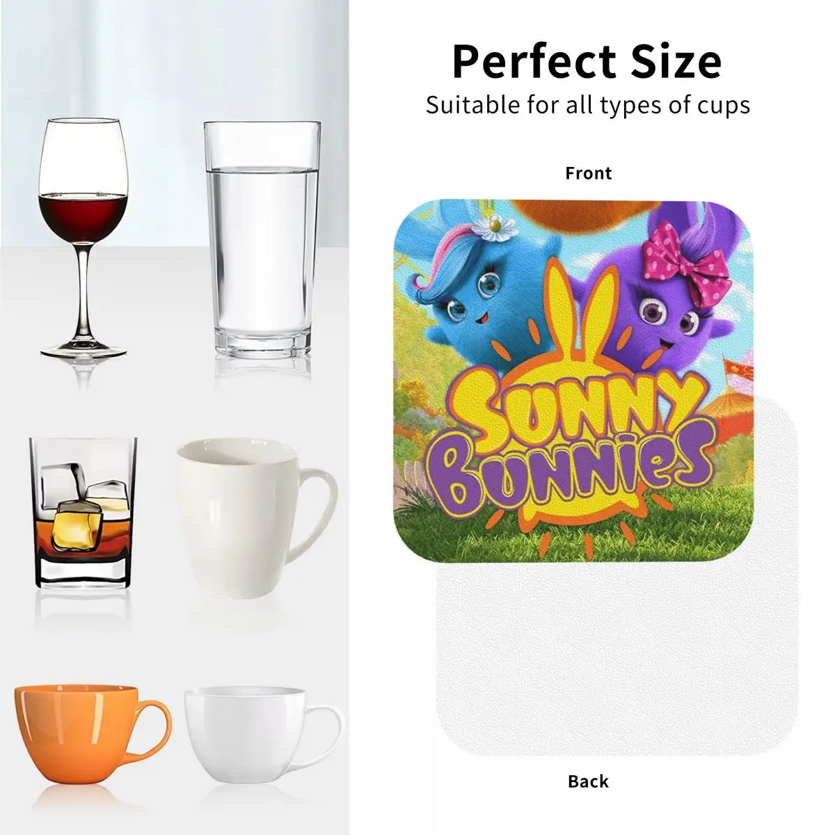 صني الأرانب أنيمي الكرتون الوقايات المفارش الجلدية عدم الانزلاق العزل القهوة الحصير للمنزل المطبخ الطعام منصات مجموعة من 4