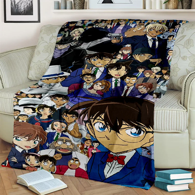 3D Detective Conan Anime Cartoon HD Blanket,Soft Throw Blanket for Home Bedroom Bed Sofa Picnic Travel Office Cover Blanket Kids