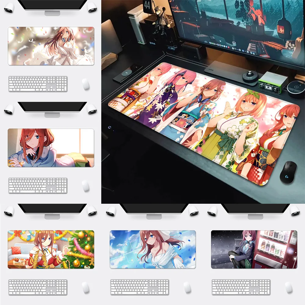 Nakano miku Anime Mousepad HD Printing Computer Gamers Locking Edge Non-slip Mouse Pad XXL90x40cm Keyboard PC Desk Pad