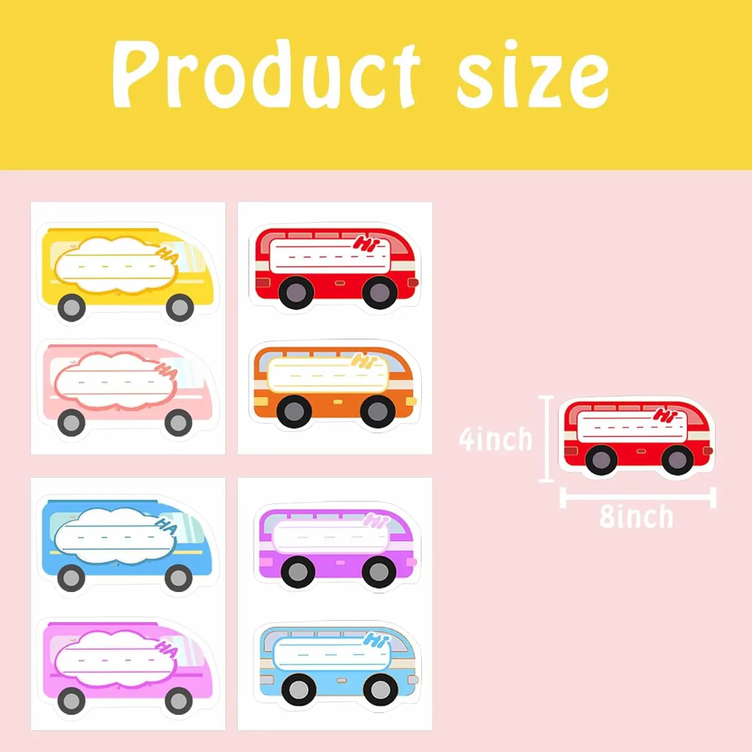 16 Pack School Bus Name Plates Tags Desk Name Tags 4 * 8 Inch - Plates Personalized Desk Name Tags