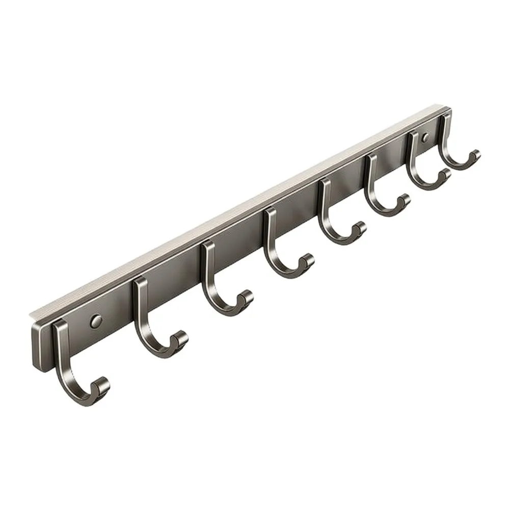 Damage-Free Wall Mounted Towel Hook Rack with 8 Heavy-Duty Hooks for Bathroom Kitchen Bedroom Closet Entryway Rental Use