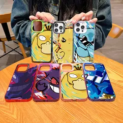 Lovely Anime Phone Case For Pokemons Pikachu Psyduck iPhone 16 15 14 13 12 11 Pro Max X XR XSMAX 8 7 Plus Matte Shockproof Cover