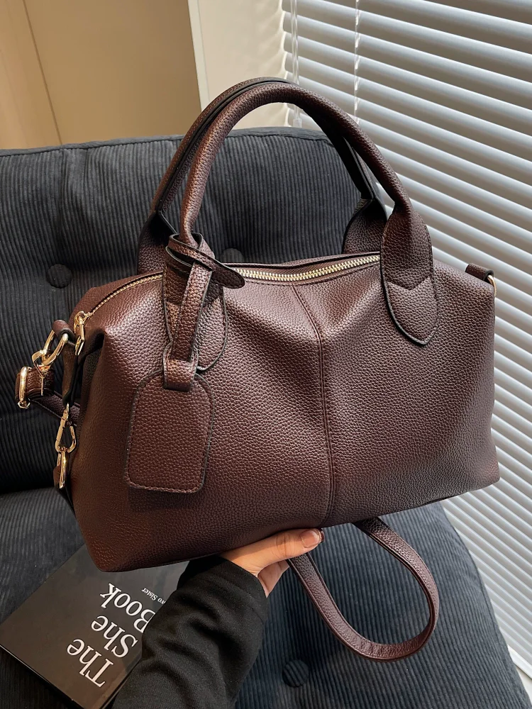 

Новая модная пригородная сумка, женские сумки Boston, новые осенне-зимние сумки через плечо из мягкой кожи, большая вместимость для боулинга