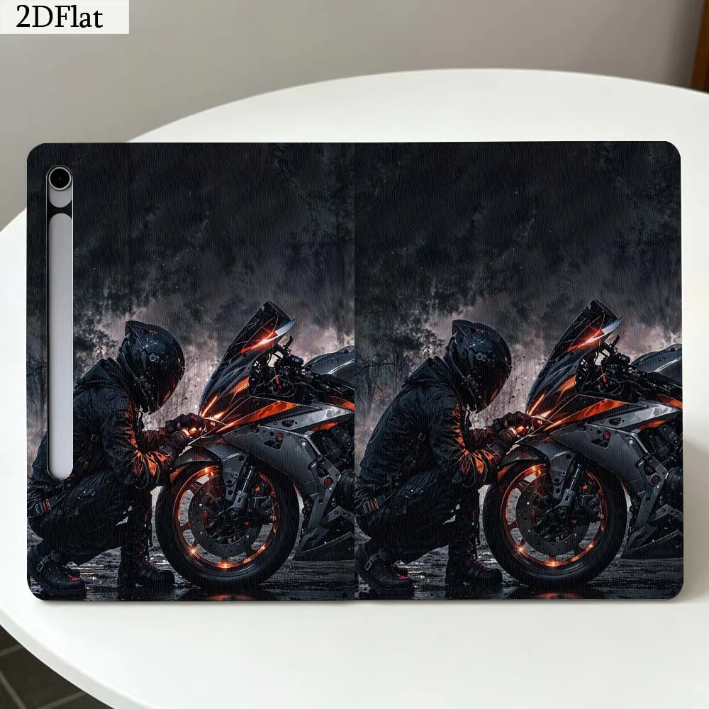 Biker Fixing Motorcycle Light For Samsung Galaxy Tab S11 S10 S9 S8 S7 S6 A11 A10.1 A9 A8 A7 Ultra FE Plus Soft Tablet Case Gift