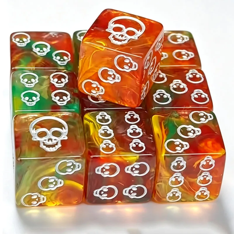 10 dés en forme de crâne, 16 mm, pour Halloween, jeux de société, apprentissage des mathématiques, matériel pédagogique pour l'apprentissage du comptage, accessoires de jeu, cadeaux pour les réunions de famille.