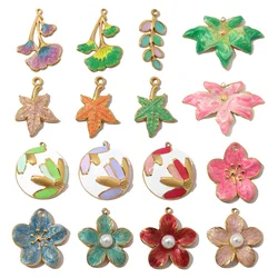 3pcs/Lot Stainless Steel Enamel Flower Leaf Pendants Charms for DIY Fashion Jewelry Making Accessory Wholesale