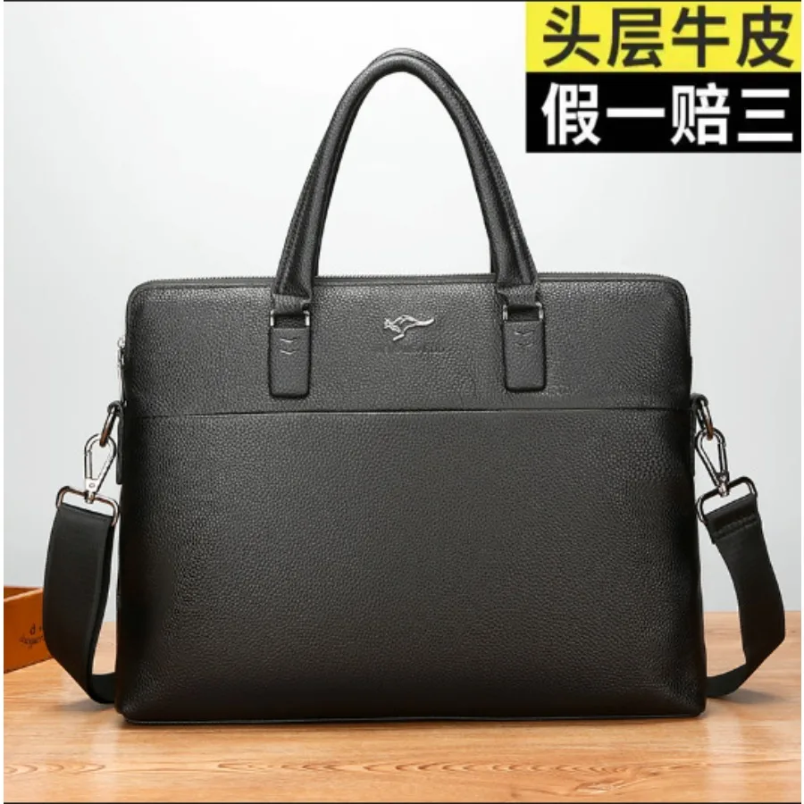 

【New style】Briefcase men's business bag genuine leather casual men's computer handbag top layer cow leather single shoulder fil