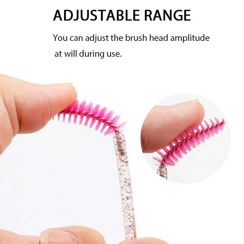 100Pcs Eyelash Extension Disposable Eyebrow brush Mascara Mini Crystal Eye Lashes Brush Cosmetic Brushes Set makeup tools