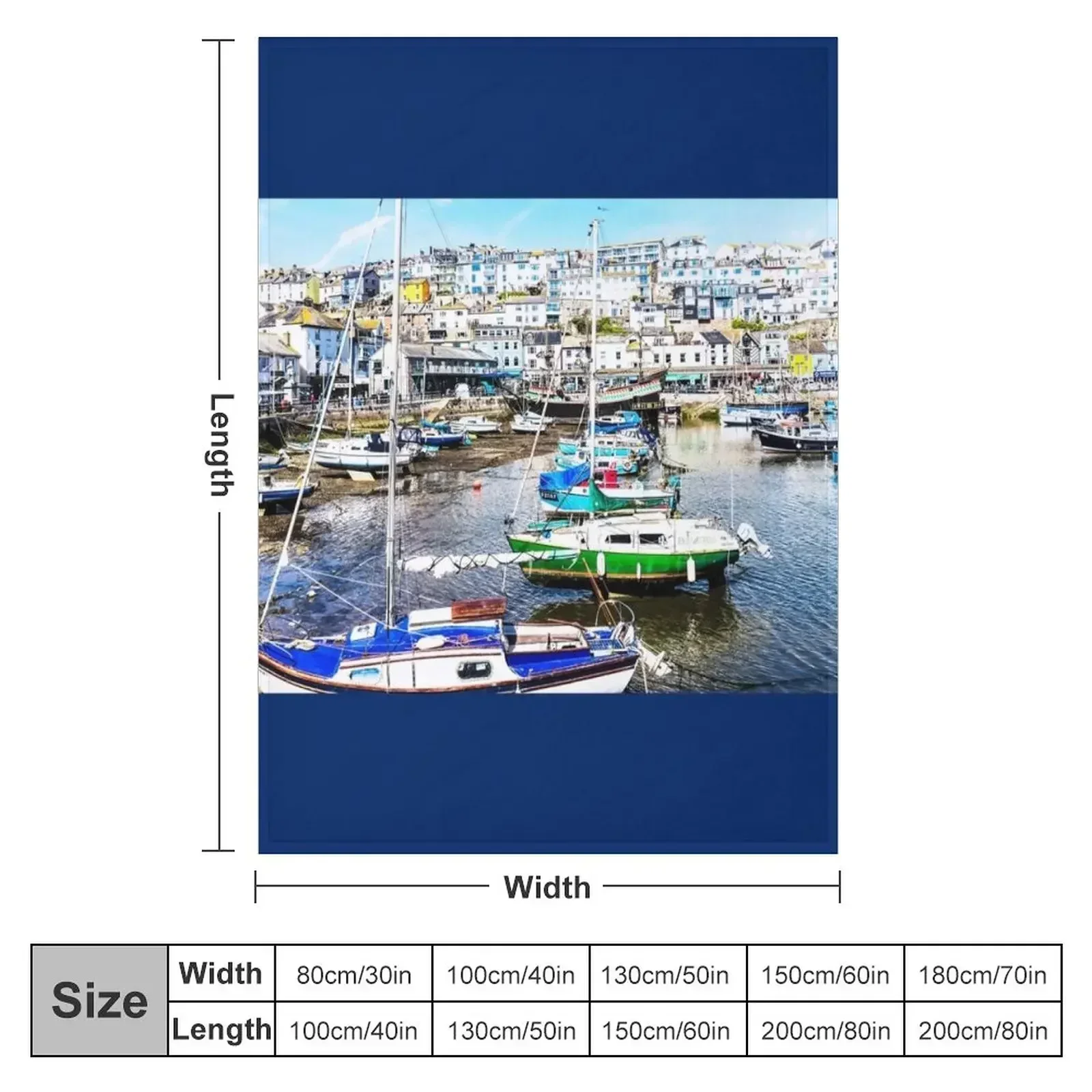 Brixham Harbour, Devon Throw Blanket for sofa Flannel Fabric Blankets