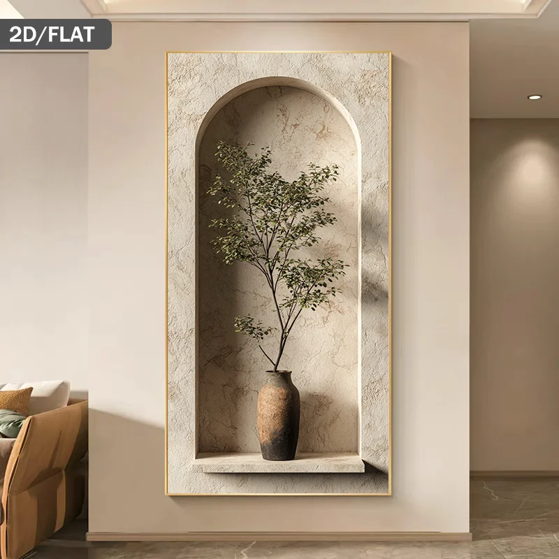 

1pc Modern Abstract Frameless Wall Art Suitable for Living Room, Bedroom Potted Plant Print Canvas Painting Home Art Decorations