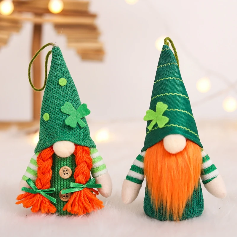 Plush Gnome St Patricks Day Decorations Led light Glowing Faceless Doll Hanging Ornament Irish Day Party Decor Irish Kids Gift