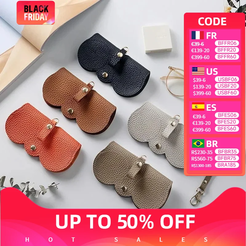 New Eyeglass Case PU Portable Sunglasses Bag Sunglasses Protection Cover Cute Eyeglass Clip Simple Eyeglass Bag Fashion Pendant