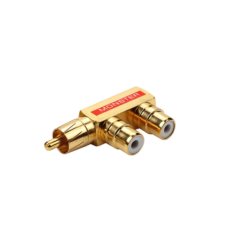 

1pcs Gold Plated Copper AV Audio Splitter Plug RCA Adapter 1 Male to 2 Female Connector