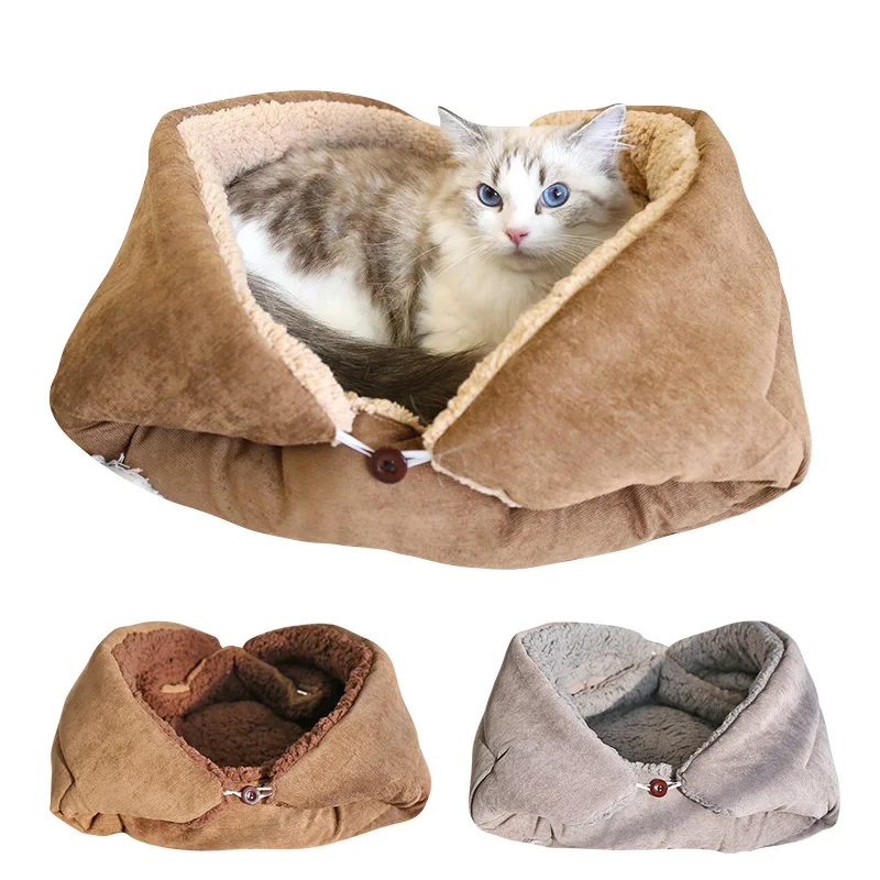 Multifunctional Cat Bed Winter Warm Puppy Kennel Soft Foldable Pet Mat for Cats Small Dogs Fleece Kitten Bed Cat Sleeping Mat