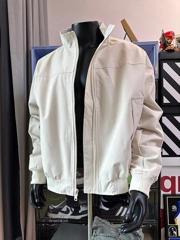 

White American Sle Flight Instructor Jaet Men's Spring Autumn Cleanfit Outerwear Haome Tough High End Feel oulder