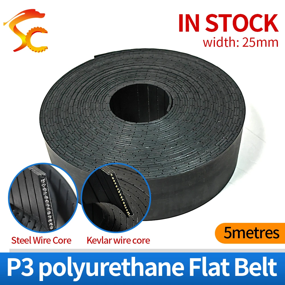 5Meters/lot high quality PU flat belt black P3 width 25mm thickness 3mm color black fitness equipment flat belt Free shipping