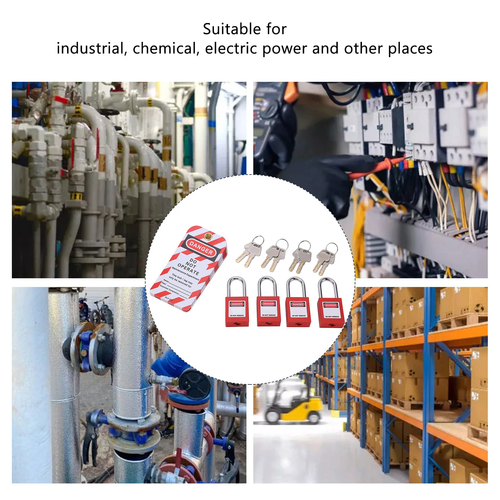 

Блокировка Tagout Locks Комплект электроблокировки Tagout с предохранительными замками Ключи Loto-метки для промышленной химической электроэнергии