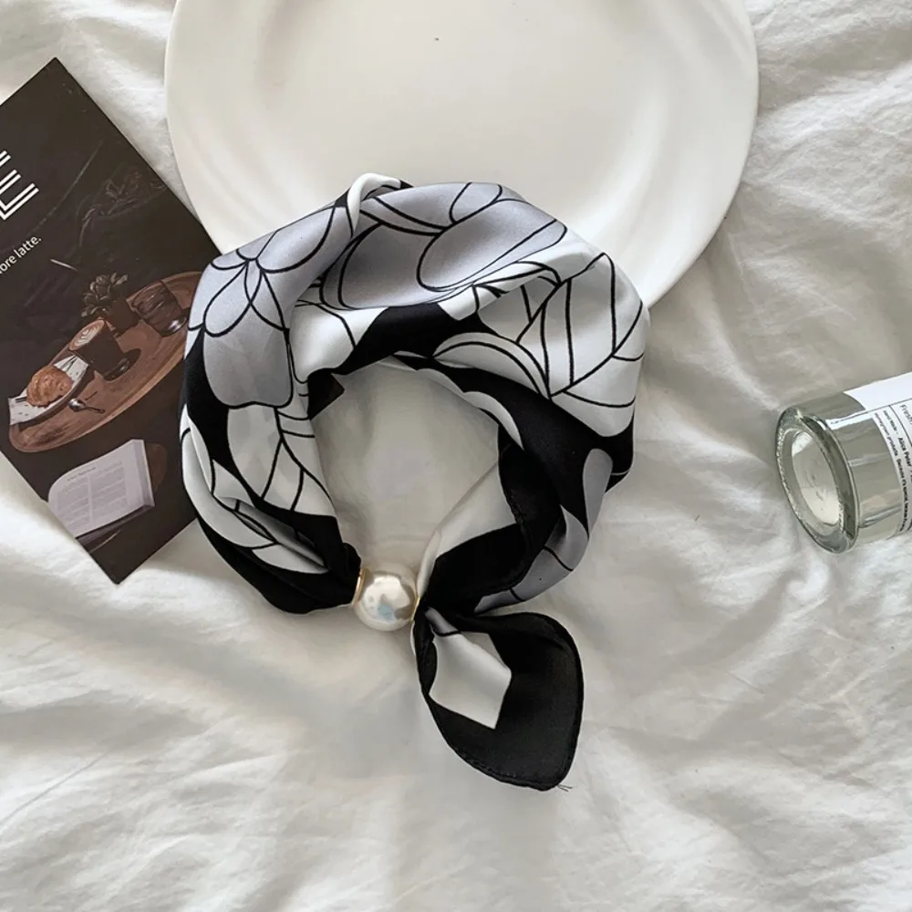 

Flower Pearl Magnetic Buckle Scarf Print Scarves Neckerchief Polka Dot Scarf Scarf Accessories Clothing Accessories