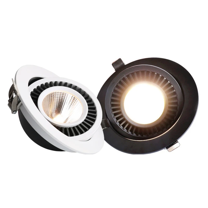 Round 360 Angle Adjustable LED COB Recessed Downlight Black/White 5W 7W 10W 12W 15W 18W LED Ceiling Spot Light Pic Background
