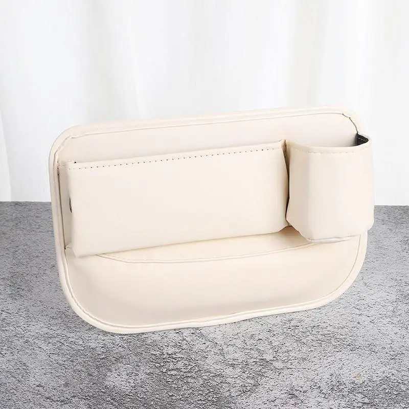 Car Seat Interval Storage Box Seat Interval Storage Bag Large Capacity Storage Box Leather With Cup Holder For Glasses Phones Ke