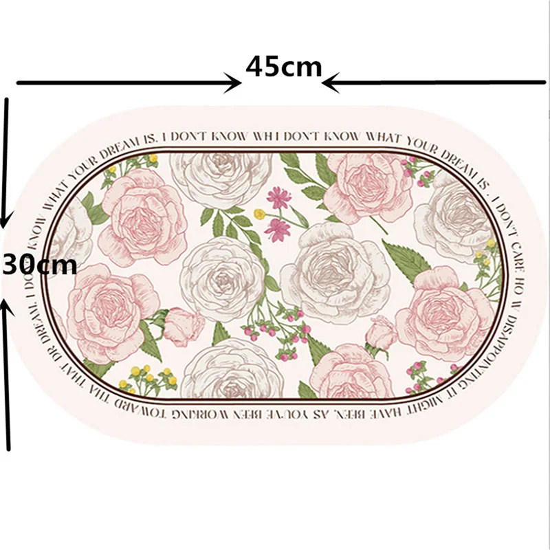 1 Stück 30x45CM Rosa Blumen PU-Leder Ovales Tischset Wasserdicht Ölfest Wärmeisolierend Küchen-Esstisch-Matte Western-Essgeschirr-Untersetzer – Detail 6