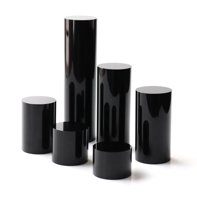 Black Solid Cylinder Acrylic Perspex Display Block Stand Ring Earring Necklace Holder Organizer Jewelry Counter Add Height Riser