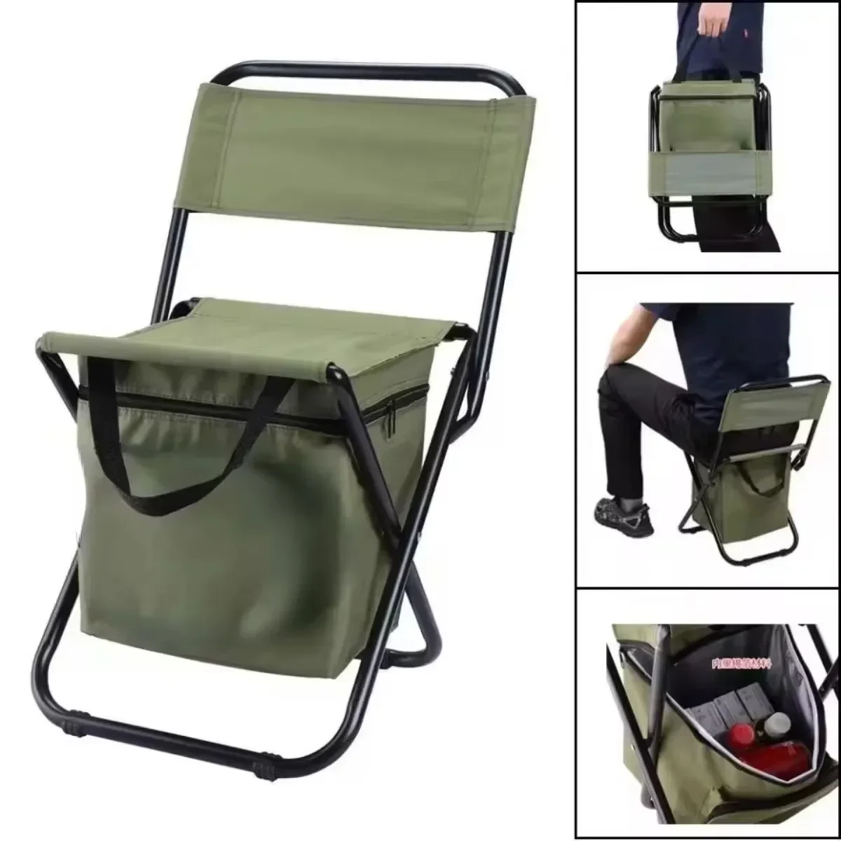 Removable Portable Fold Camping Chair Fishing Leisure Picnic with Storage Box Outdoor Camping Beach Chair Travel Seat Storage