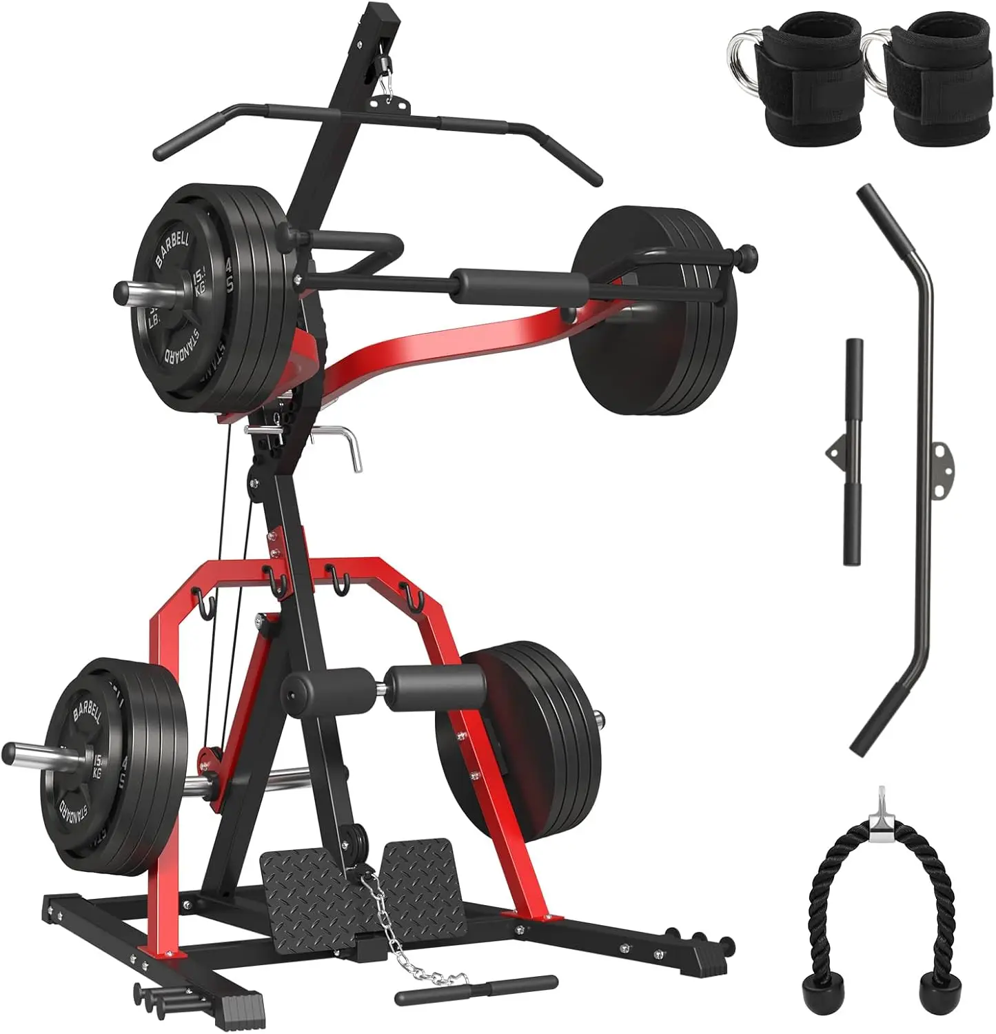 

GMWD Leverage Gym, 2:1 Ratio Lever Gym with LAT Low Row System, 2055LB Multi Bench Press Machine for Strength Training,