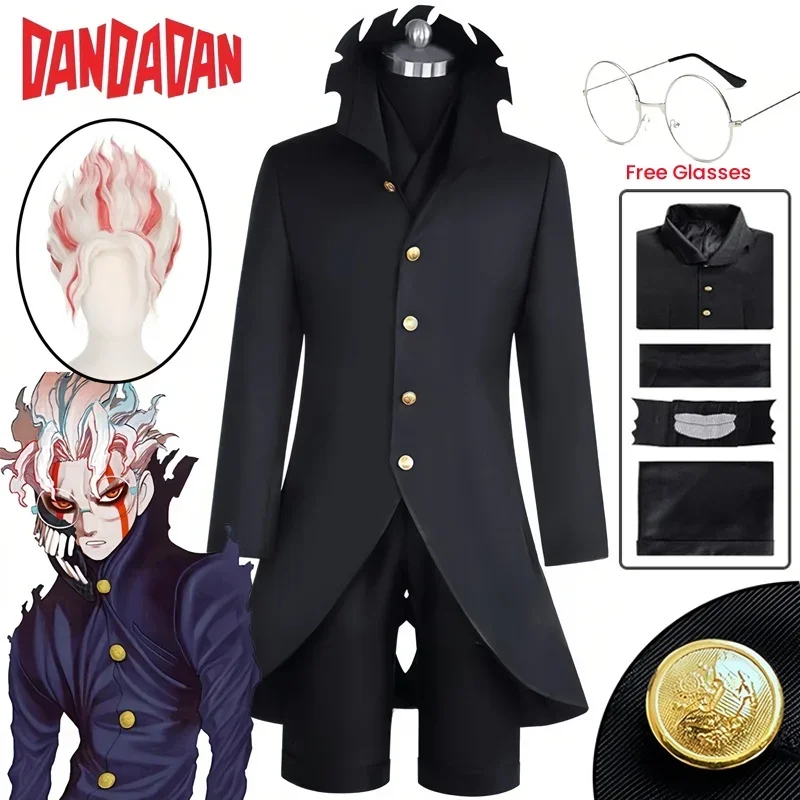 

Costume de Cosplay Ken Takakura Okarun, uniforme noir de pouvoirs de grand-mère Dandadan Okarun, lunettes de couverture faciale