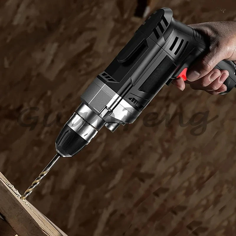 Portable 220V Multifunctional Impact Pistol Drill, Industrial Electric Hammer Chisel Hand Tool for Wall & Concrete Hole Drilling