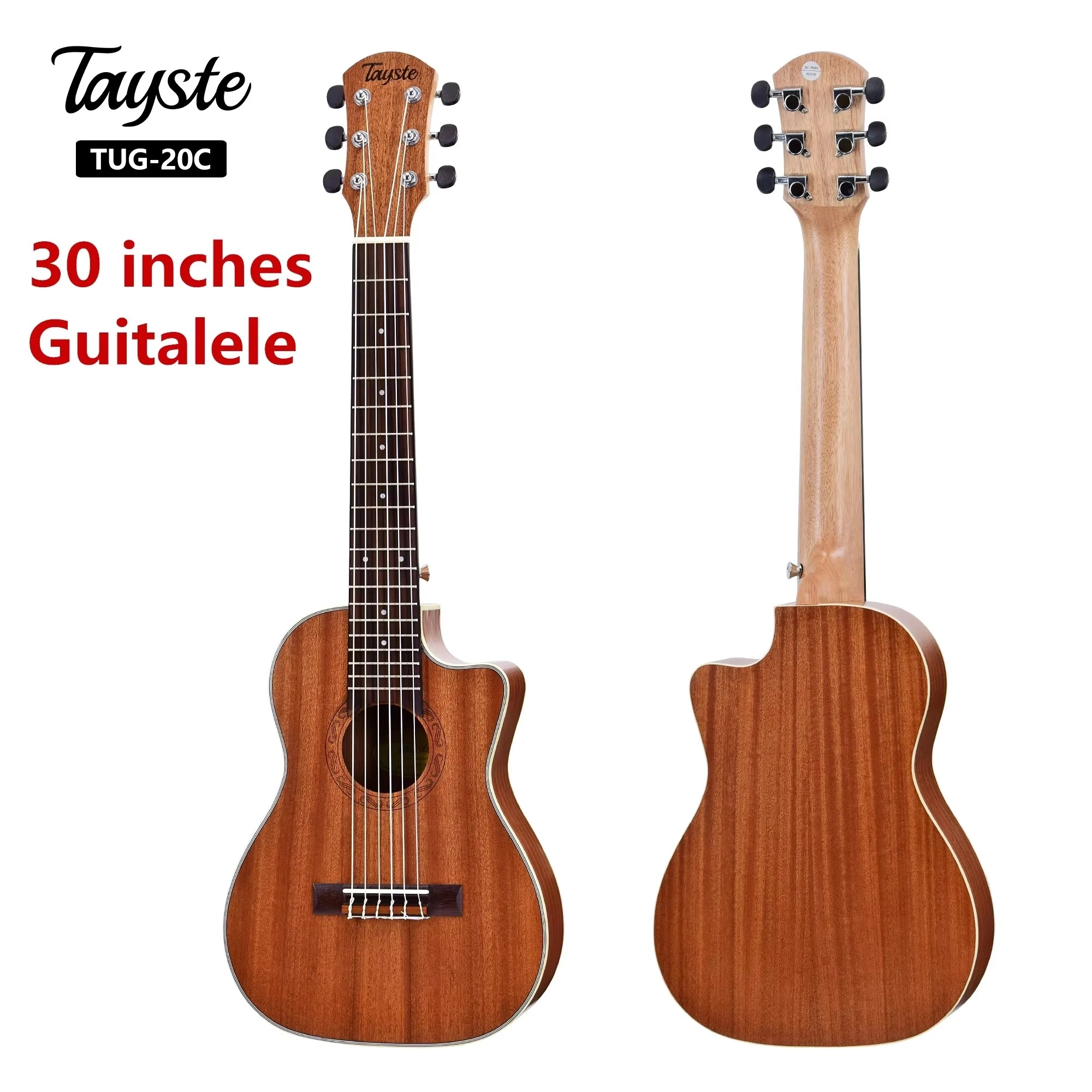 30 Inches Guitalele Guilele Cutaway Sapele Mini Electric Guitarlele Baritone Acoustic Guitars 6 Strings Ukulele Travel Guitar