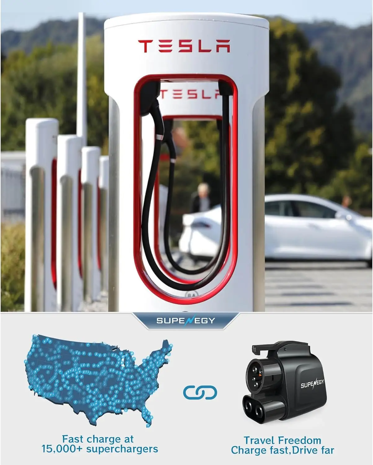 محول SuperAdapter Max 500A 1000V NACS إلى CCS لسيارة Rivian، Ford، Mustang، فولفو، Polestar، GM EVs شحن سريع