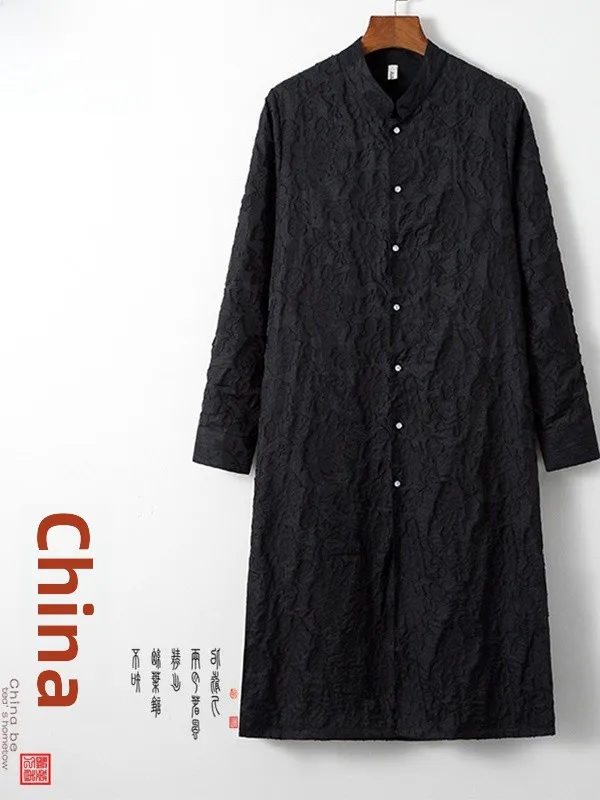 

Мужской длинный кардиган-накидка в этническом стиле, традиционный китайский костюм Тан, модный городской наряд, хлопок...