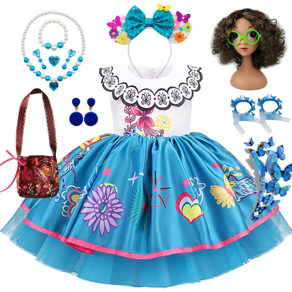 Fantasia de Princesa para Bebê, Vestido Encanto Mirabel, Fantasia para Meninas, Vestido de Festa de Halloween, Natal e Aniversário com Luzes LED e TUTU em Tule
