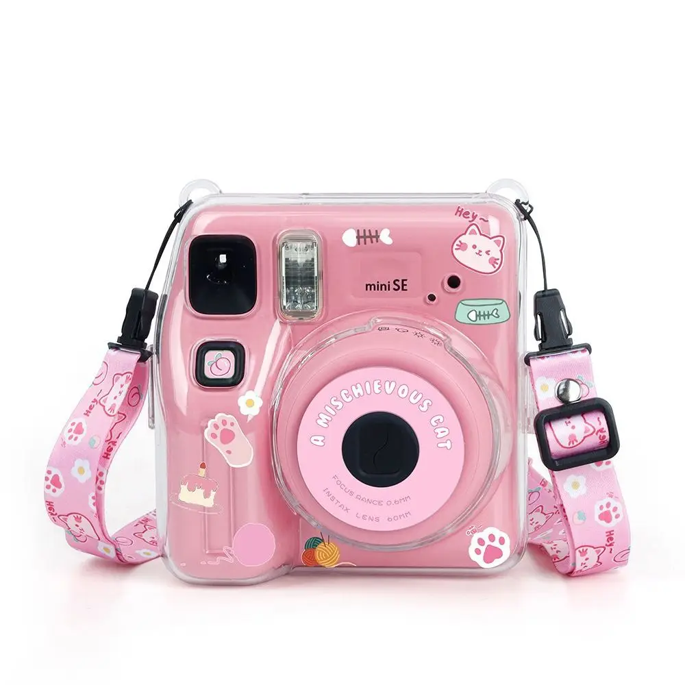 Sticker 3 in 1 Instant Camera Case Transparent Crystal Protective Cover Anti Scratch Shockproof for Fujifilm Instax mini SE
