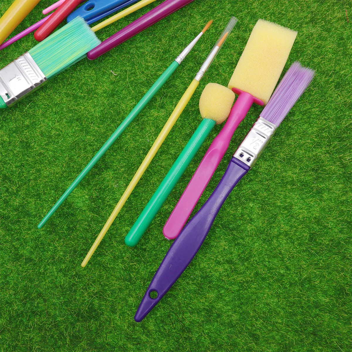 

30Pcs Art Painting Sponge Brush Set for Colorful Safe Plastic Handles Early Education Creativity Stimulation Drawing