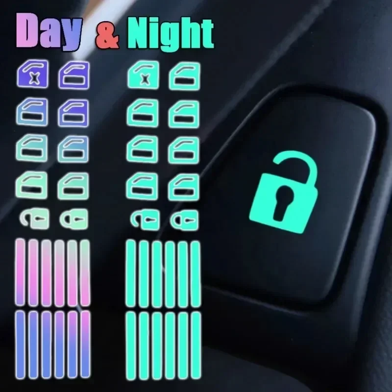 Car Glow-in-the-dark Interior Button Sticker Decal Car Lifter Switch Night Fluorescent Decoration Window Lifter Sticker