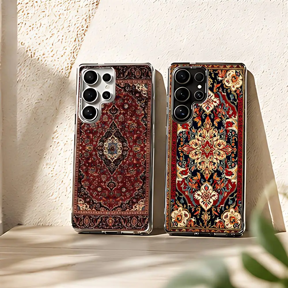 Persian Carpet Floral Phone Case For Samsung Galaxy S21 S22 S23 S24ULTRA S25ULTRA FE Ultra Plus5G A52S S26 Shockproof Cover