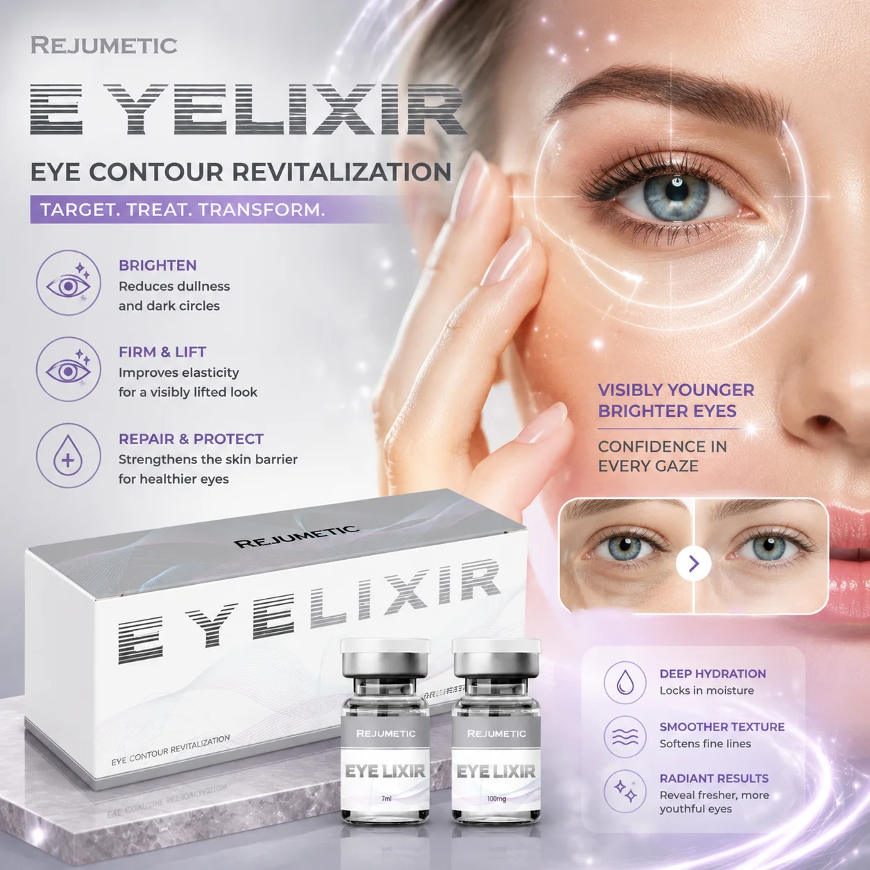 6vials EXOME Eyes Solution Firm Lift Facial Serum Smoothing Brightening Korean Skin Care Salon Beauty  7ml x3vials+100mg x3vials