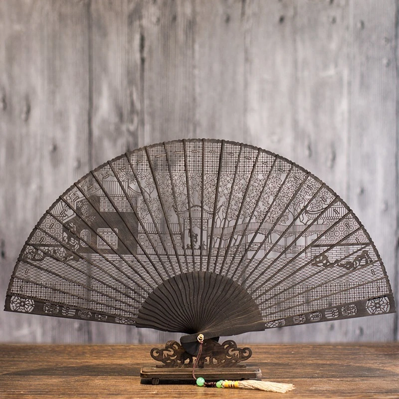 Craft Fan Gift Sandalwood Chinese Style Home Decoration Sandalwood Folding Fan Handicraft Artwork Home Ornament Presents
