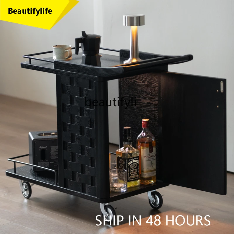 

a16 Передвижной приставной столик из цельного дерева, черный орех, деревянный диван с колесиками, приставной столик, передвижная тележка