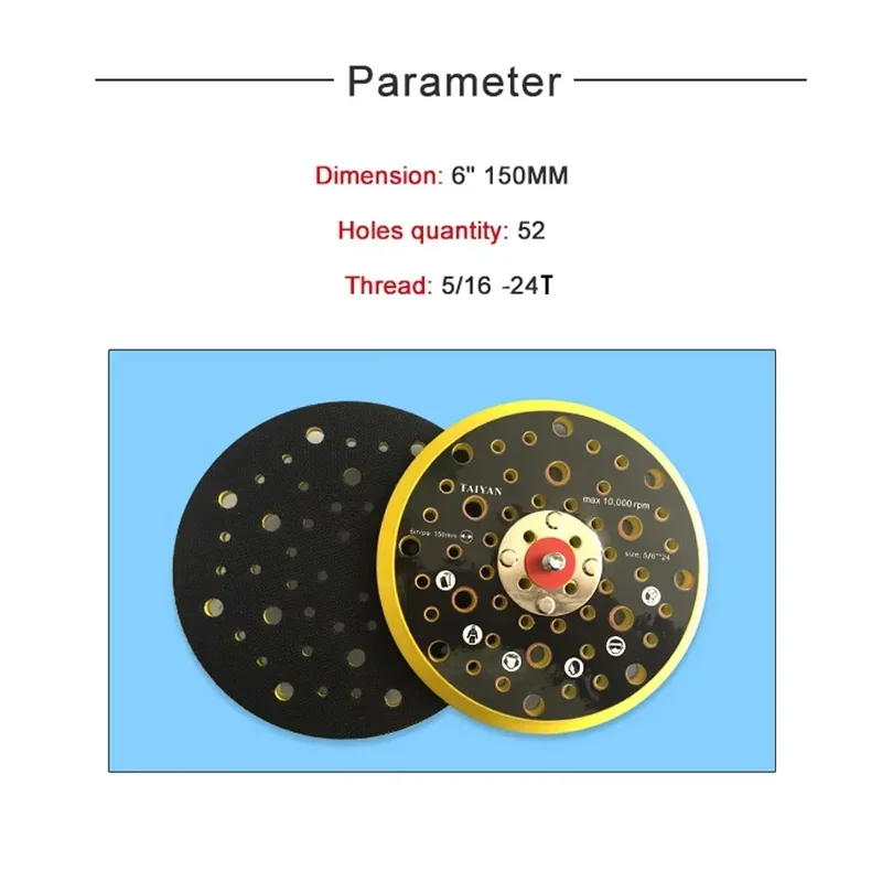 6" 52-Hole DA Sander Backing Pad Multi-Hole Sanding Backup Pad Random Orbital Sanding for Random Orbital Sanding Grinding sander view 3
