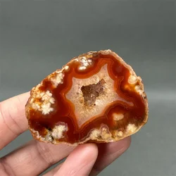 Natural Gem Red Cherry Blossom Agate Geode Piece Healing Meditation Aura Prayer Energy Home Feng Shui Decoration Gift