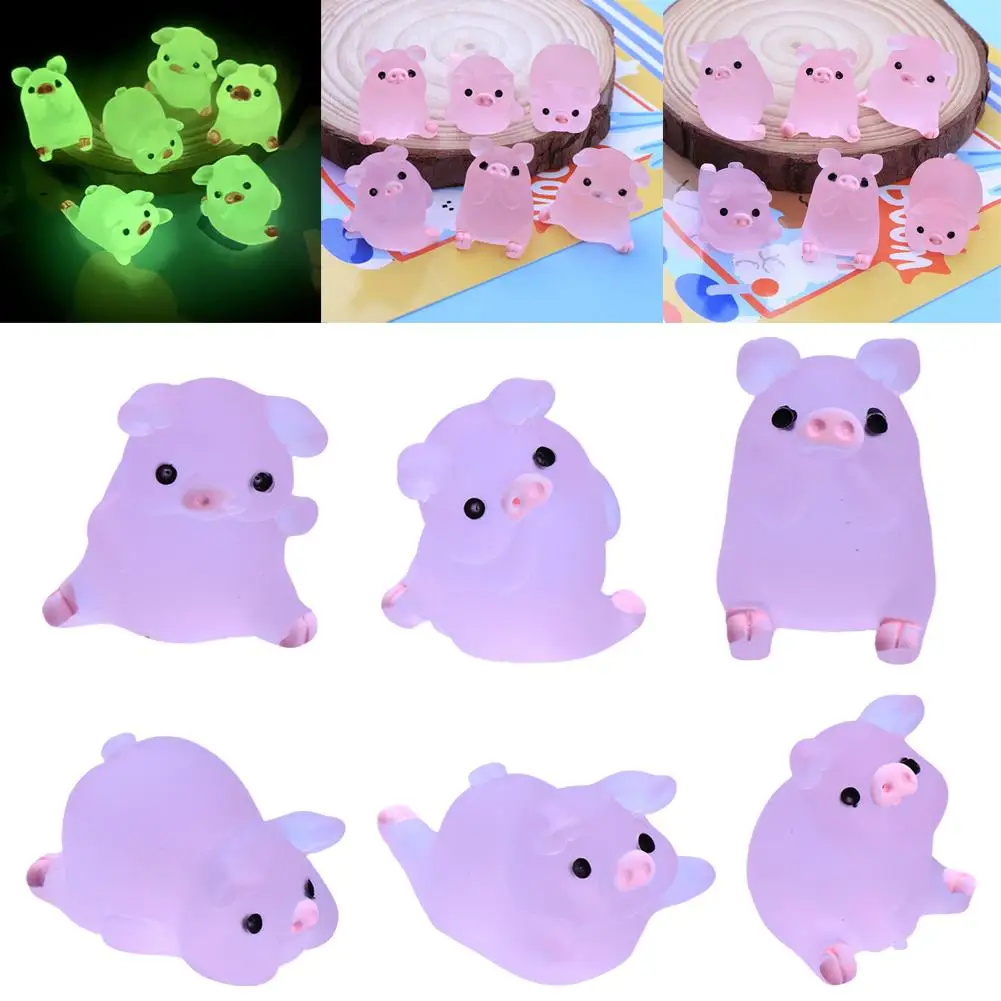 Mini Luminous Pig Cute Internet Celebrity Pink Pig Pendant Console Jewelry Center Handmade Doll Car Diy Decorations Keychai V4X4