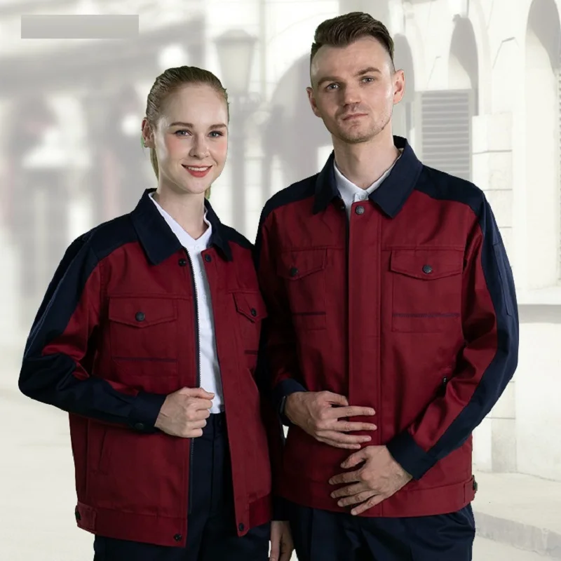 Werkkleding Set Fabriek Workshop Werken Uniformen Duurzaam Slijtvast Mechanische Werknemer Overall Contrast Kleur Workwear4X